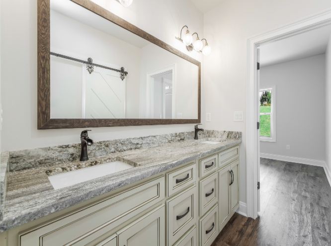 wood-to-hang caved lighted cabinets
