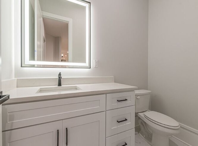 toilet mirror and cabinet