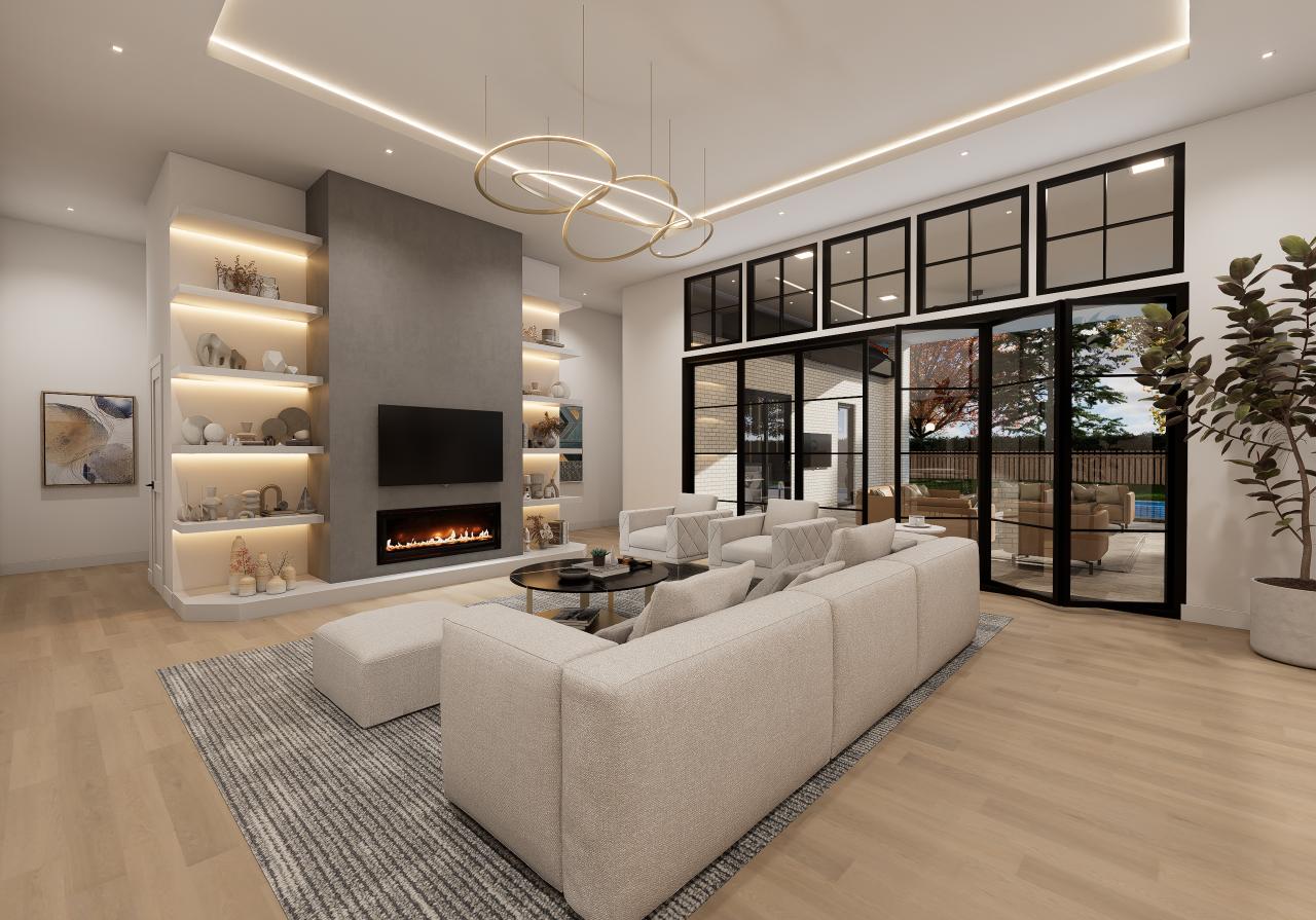 Family room with TV Wall