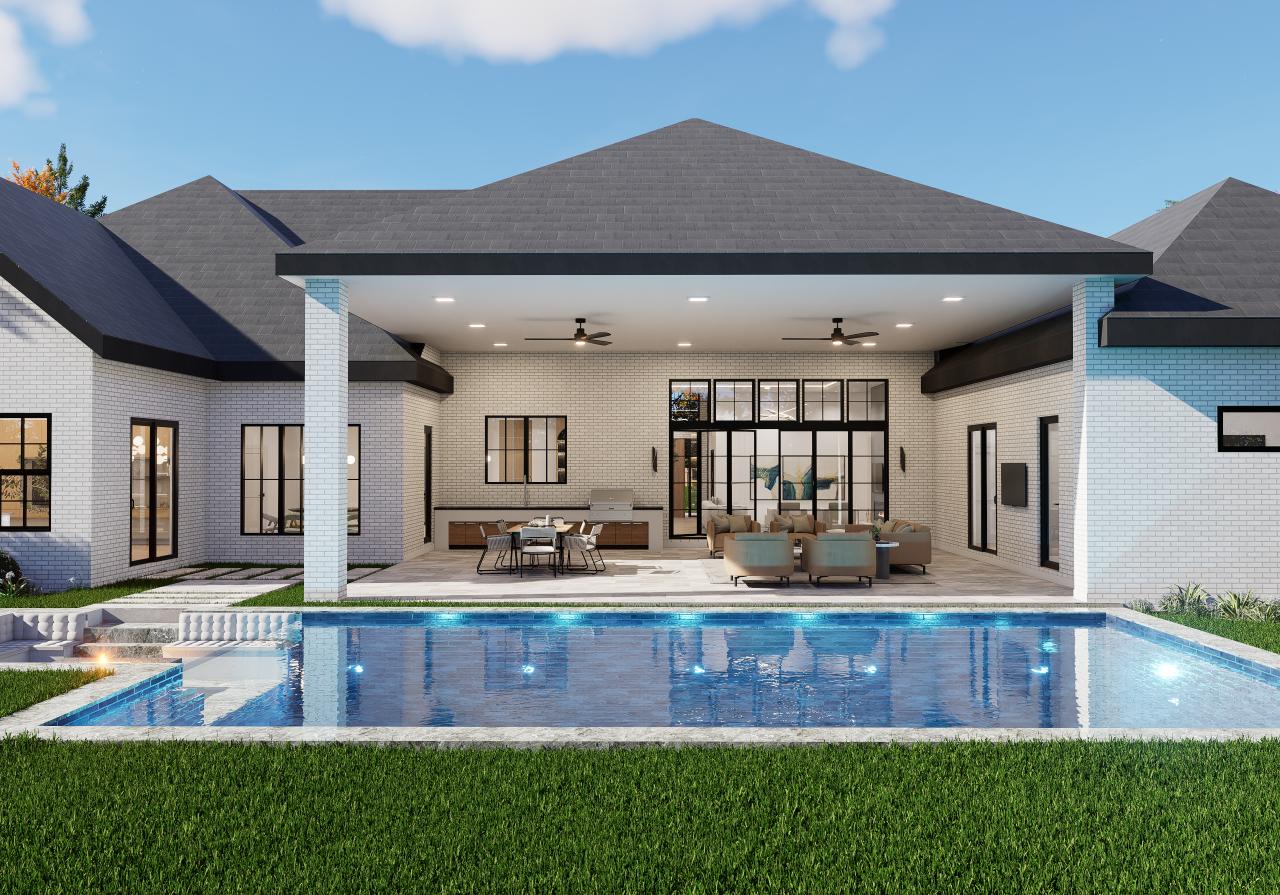 Rear Elevation with pool